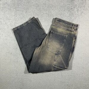 Collusion Baggy Double-knee Carpenter Jeans Charcoal Gray Mens Large #2646